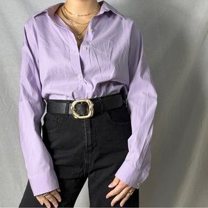 Lavender over sized Eddie Bauer button down shirt
